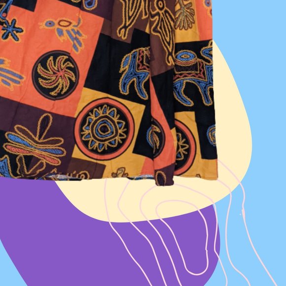 Plus Mutlicolour Pattern Maxi Skirt - Picture 2 of 3